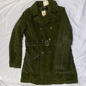 Diesel Olive Green Double-Breasted Trench Coat
